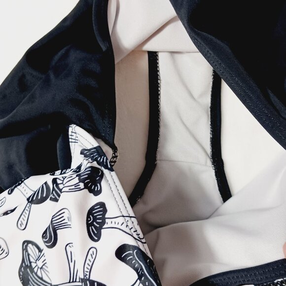 Shein Mushroom Swimsuit, Black and White, Size Small, Two Pieces Connected - Picture 5 of 10